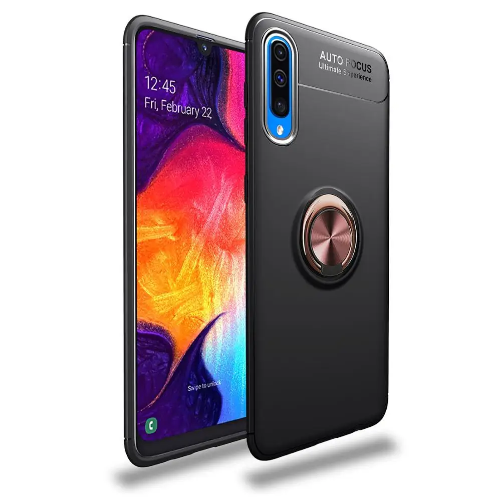 Black Pink Чехол для телефона для samsung Galaxy A50 A70 чехол роскошный магнитный автомобильный кольцо мягкое силиконовое покрытие Funda для Galaxy A30 A40 A 50 чехол Capa - Цвет: Black Pink