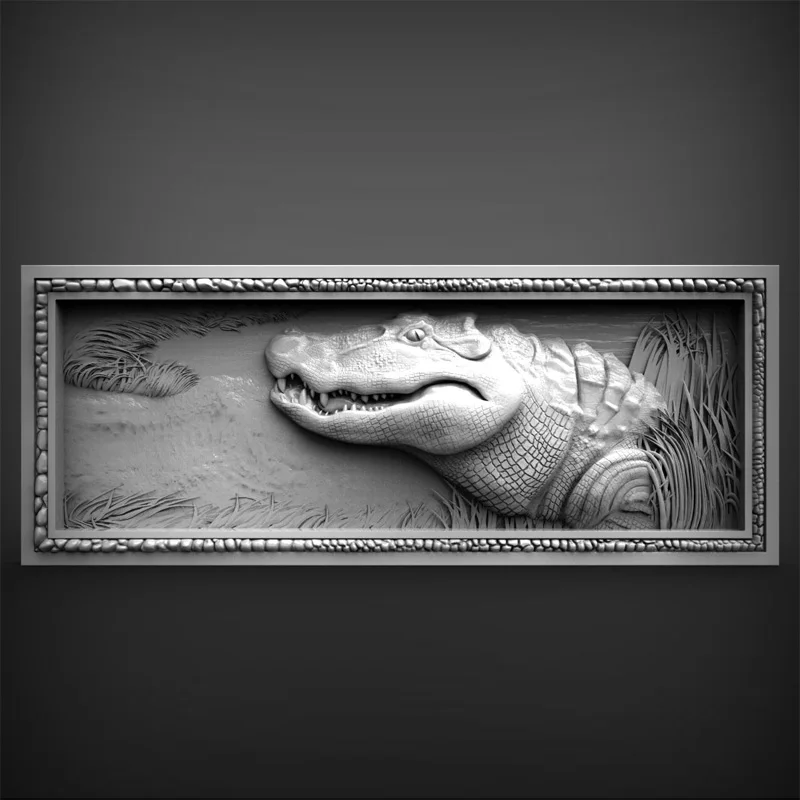 Aligator 3d модель STL рельеф для ЧПУ формат маршрутизатор 3 оси гравер ArtCam|Фрезы по