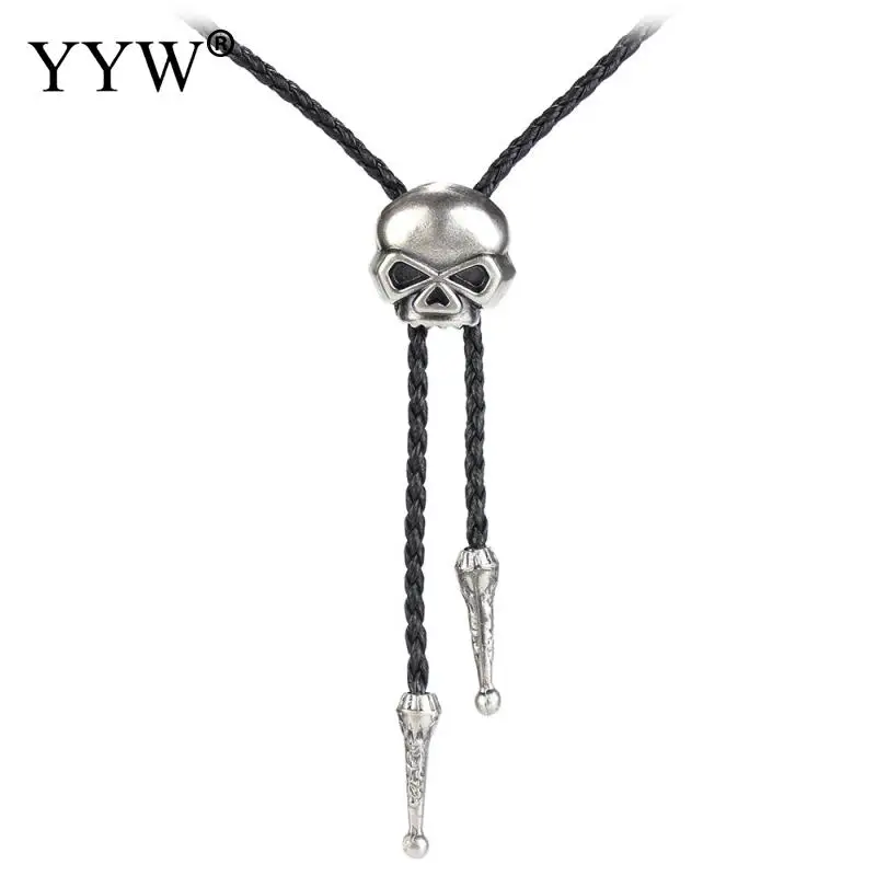 Punk cool Zinc Alloy Sweater Necklace with Nylon Cord Skull men/women necklaces pendants adjustable choker | Украшения и