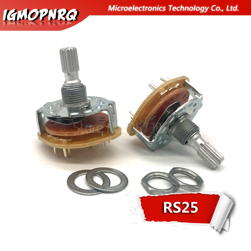 2PCS RS25 Band switch 4P3T Mount Rotary Switch Selector 4 Pole 3 Position Knob Switches | Электронные компоненты и