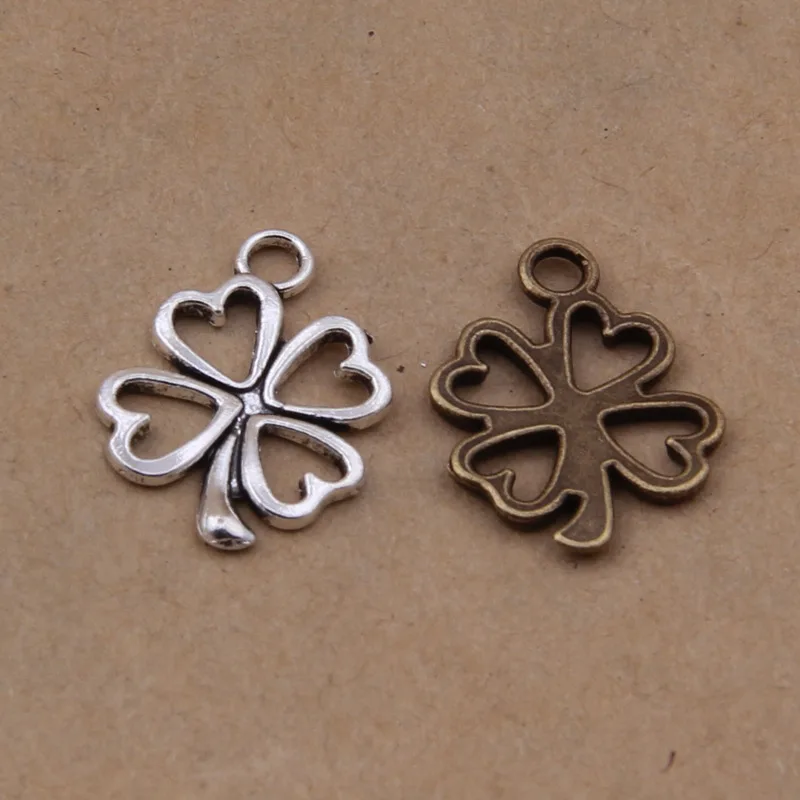 50pcs Charms luck irish four leaf clover alloy Pendants 16x12mm 0.5g Antique silver Handmade Jewelry Making DIY accessories | Украшения и