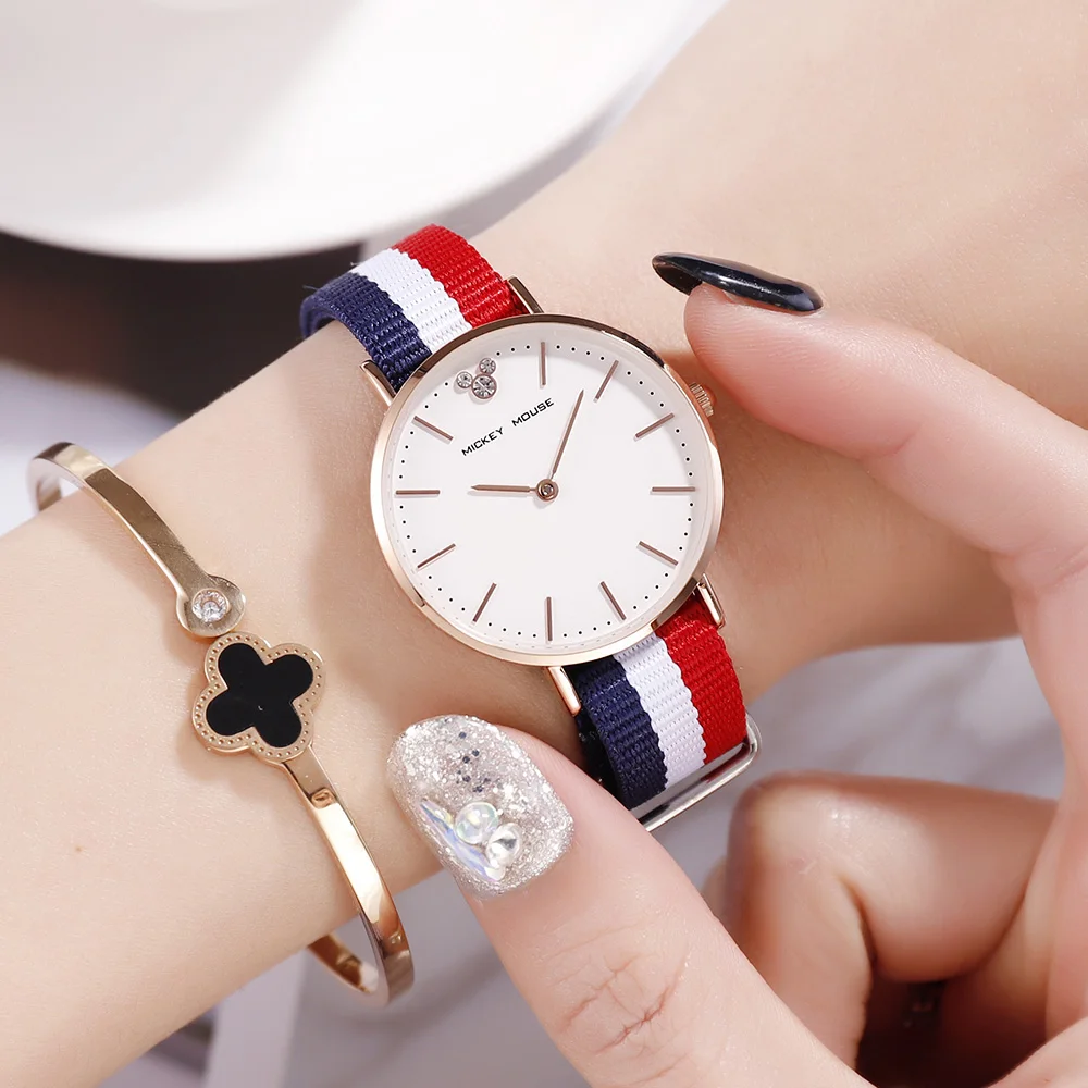 DISNEY MICKY MOUSE Hot Sale leather strap Style Quartz Women Watch Top Brand Watches Fashion Casual Wrist Relojes | Наручные часы