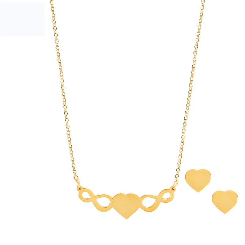 Romantic Heart Design Jewelry Set For Women Wedding Bridal Accessory Stainless Steel Necklace Earrings Chrismas Gift | Украшения и