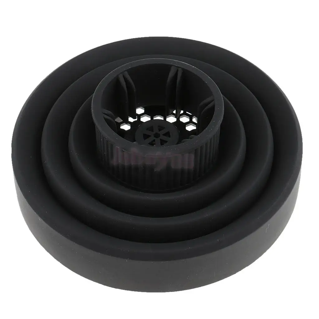Set of 2pcs Salon Universal Silicone Curl Hair Dryer Diffuser Nozzle Attachment + Wind Blower Straight Cover Comb - Black | Красота и