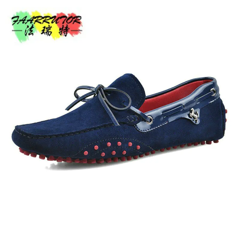 Брендовые Летние повседневные мужские замшевые лоферы высокого качества без