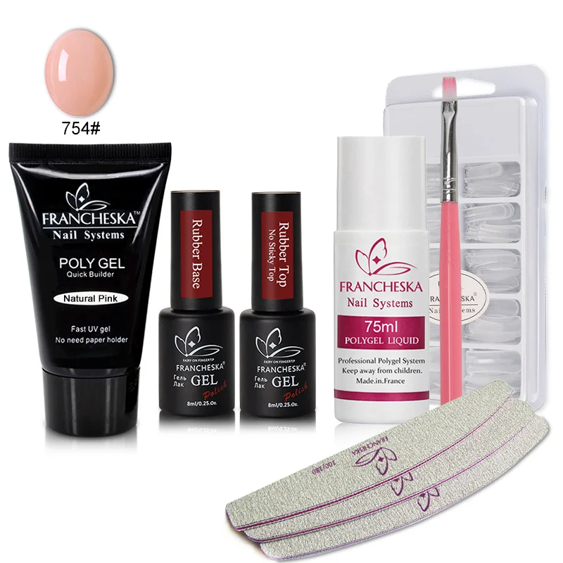 Polygel Set 754 Francheska УФ-гель полигелевый набор для ногтей Лак акриловый гель для ногтей набор инструментов для наращивания Кристалл Смола твердый конструктор Manucure Gellak - Цвет: Polygel Set 754