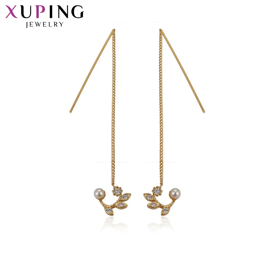 Xuping ювелирные изделия Модные Новые Длинные позолоченные серьги с имитацией