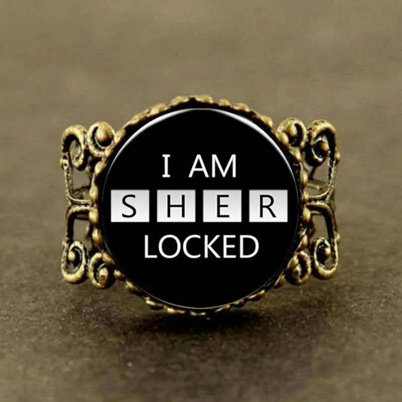 Стимпанк Винтаж Шерлок кольцо Холмса стекло фантазия черный белый для женщин