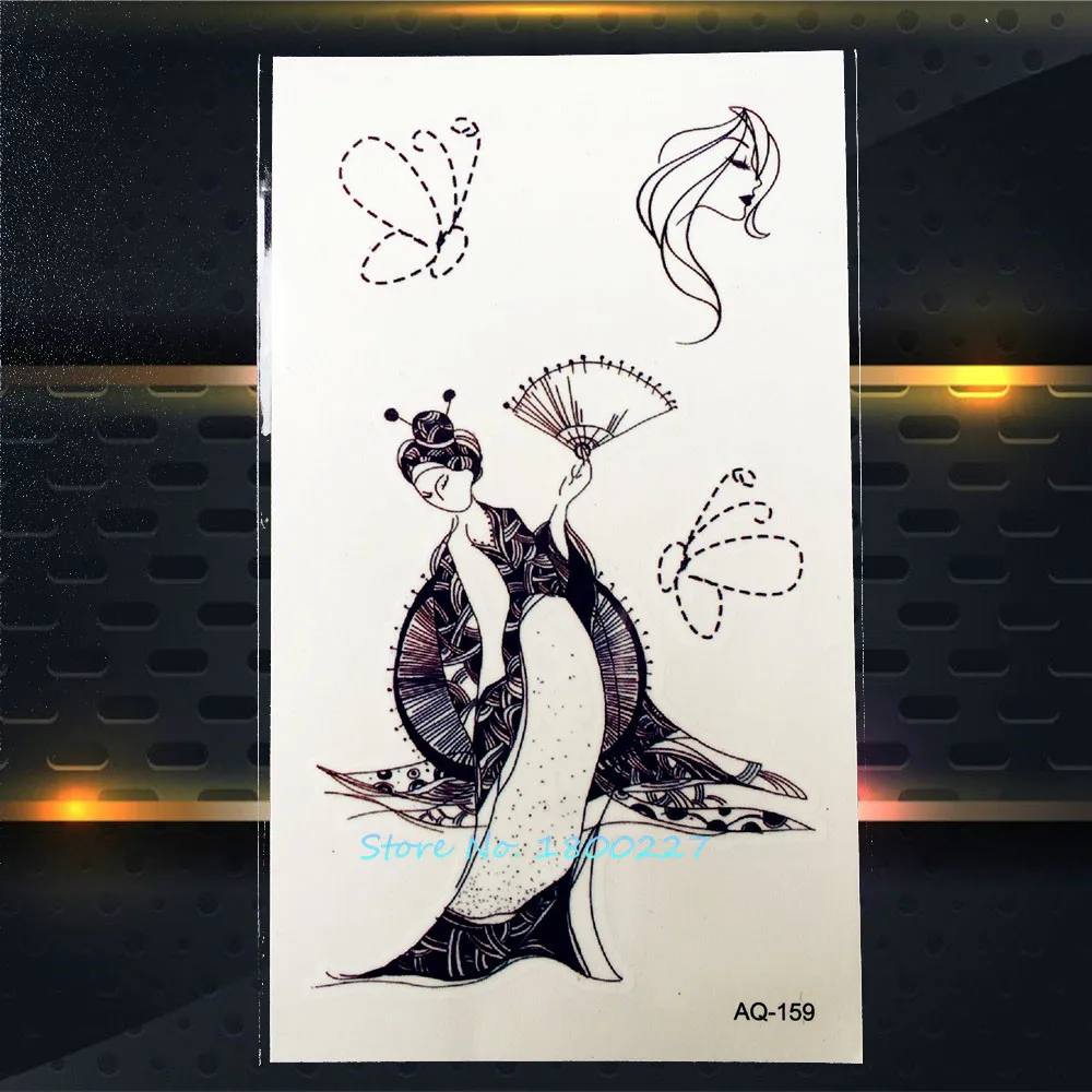 1 шт. флеш Поддельные Татуировки Наклейки японские гейши девушки шаблон PAQ 159