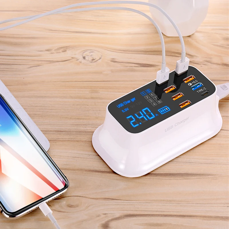 Зарядное устройство USB Type-C со светодиодным дисплеем и поддержкой быстрой зарядки