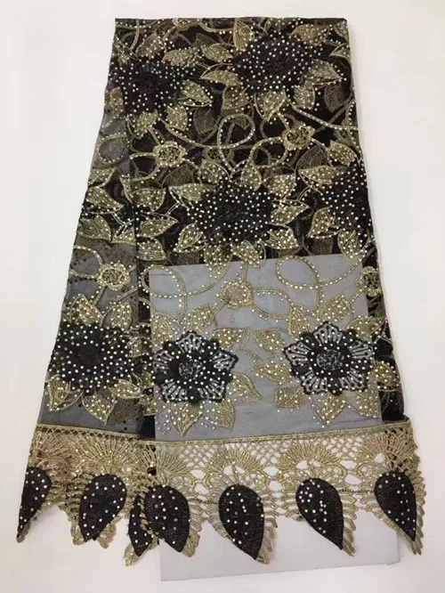 Высокое качество Африканский Кружево Ткань net 2017 французский Тюль с пайетками