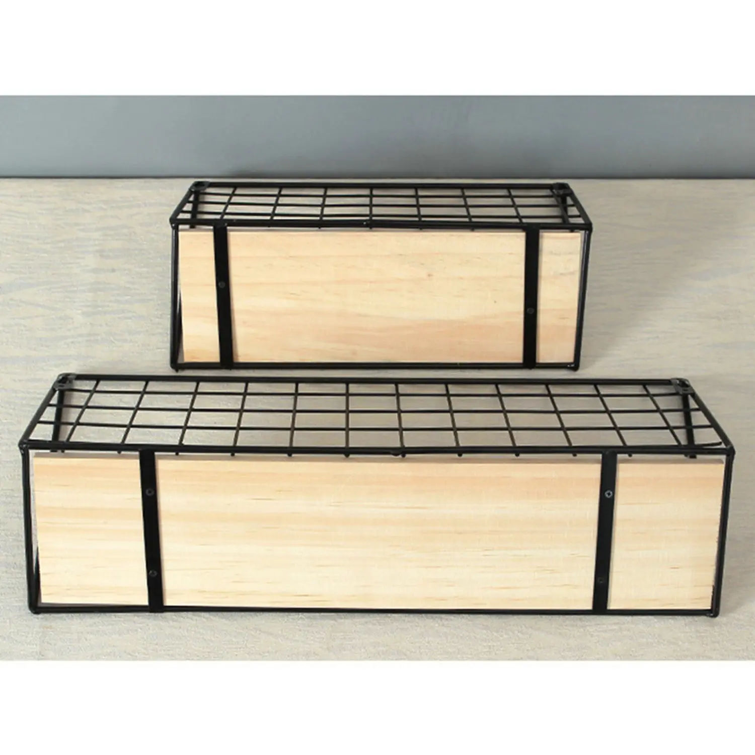 LIXF Деревянные железные держатели для хранения дома полка настенная коробка