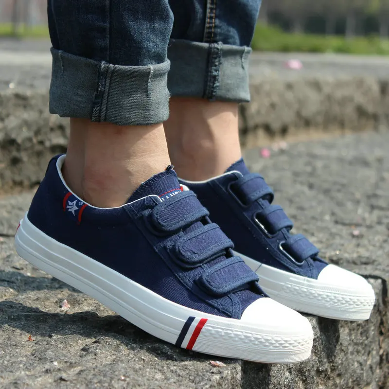 New Spring Summer breathable boys Hook &amp Loop low to help canvas mens shoes British eur35-43 | Обувь