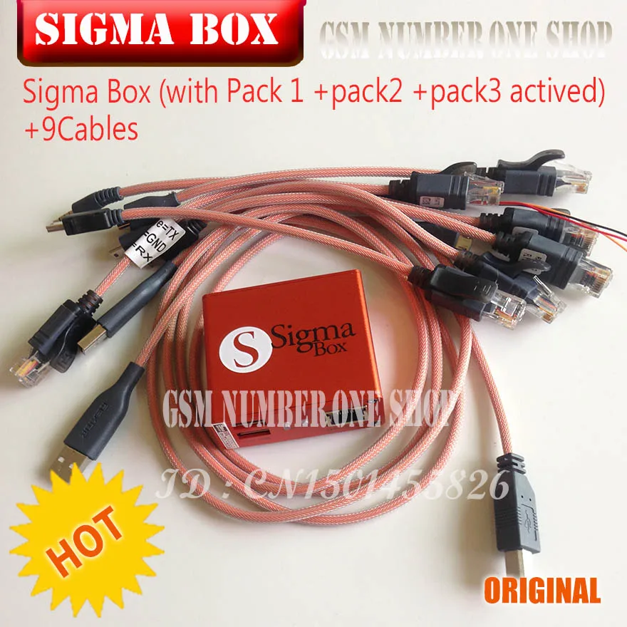 2020 Оригинальная версия Sigma Box с 9 набором кабелей + Pack 1 2 3 активации | Мобильные