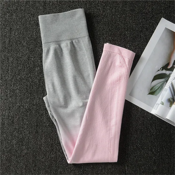 CB548 light pink pan Бесшовный спортивный комплект с длинными рукавами и эффектом омбре с отверстием для большого пальца, укороченный топ для тренировок, комплект для йоги для женщин, Спортивная рубашка для фитнеса, Camisas Mujer - Цвет: CB548 light pink pan