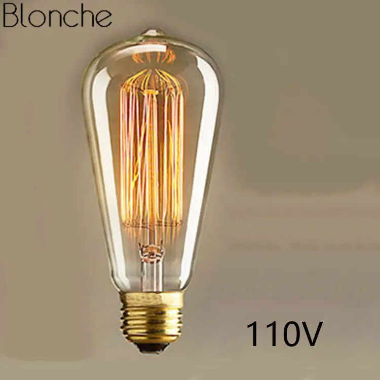 ST64 110V Bulb Винтажные настенные светильники, настенный светильник-бра, светильник E27 Edison, лофт, промышленный светильник, Декор для дома, светильник для ванной, спальни - Цвет абажура: ST64 110V Bulb