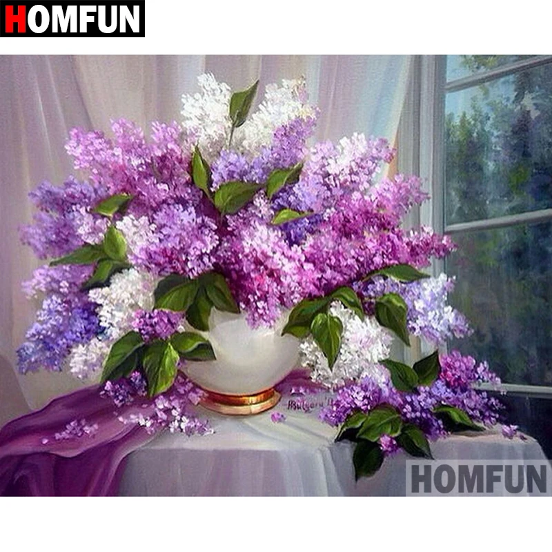 HOMFUN 5D DIY алмазная живопись полная квадратная/круглая дрель "цветочный букет" 3D вышивка крестиком подарок домашний декор A02500