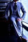 2017 последний дизайн пальто брюки светло-голубая полоса мужской костюм Slim Fit 3 шт смокинг на заказ костюмы жениха выпускного вечера Блейзер Terno Masuclino