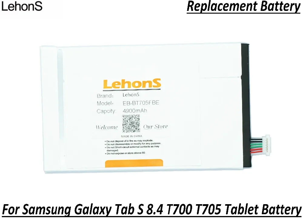 LehonS Аккумулятор для планшета Samsung Galaxy Tab S 8 4 T700 T705 1 шт. 4900 мА · ч/18 62 Вт/ч аккумулятор
