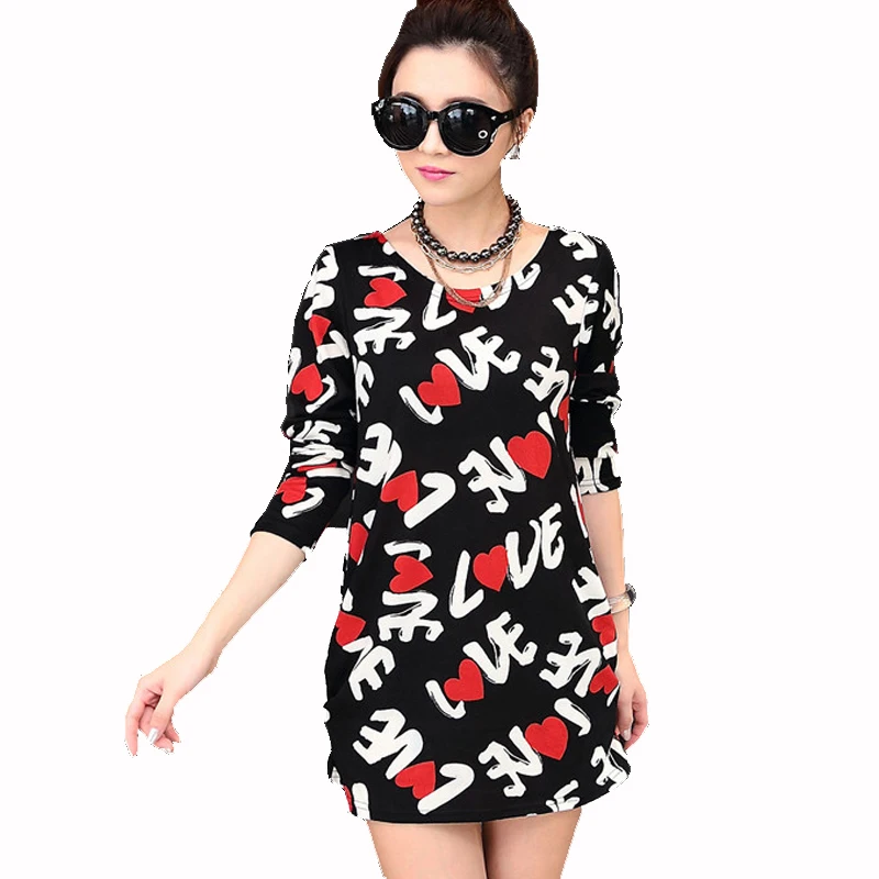 BHflutter осень-зима платье Для женщин 2018 с длинными рукавами и принтом мини вязаное