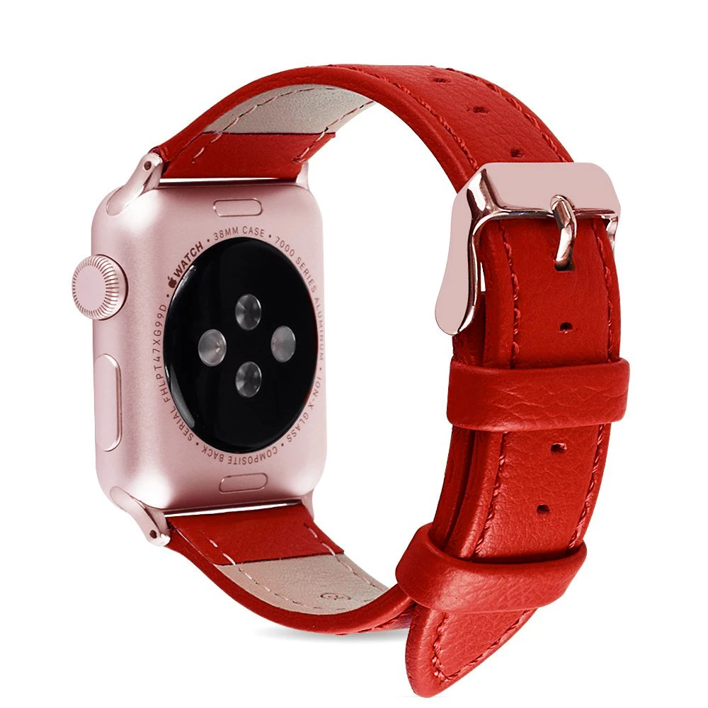 Черный розовый браслет из натуральной кожи ремешок для часов Apple Watch Band 42 мм 38