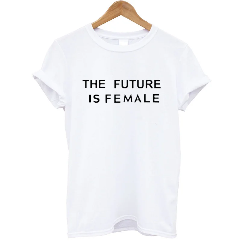 Модная Новая футболка женская хлопковая черная с буквенным принтом The Future Is