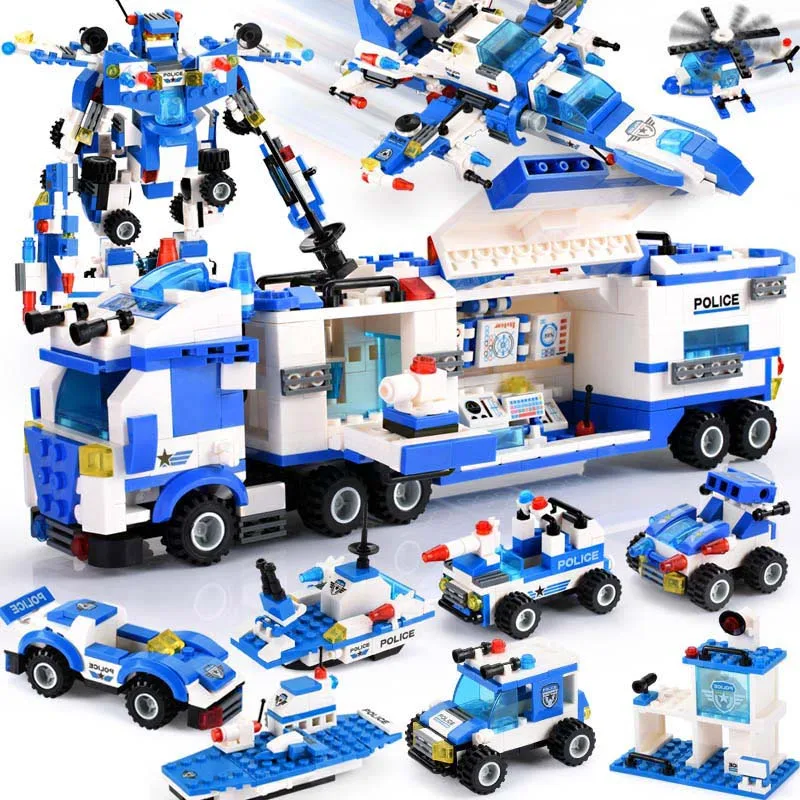 825PCS 818 шт городской полицейский участок строительные блоки наборы вертолет модель корабля блоки SWAT Creator Строительные кирпичи игрушки для детей подарок - Цвет: 825PCS