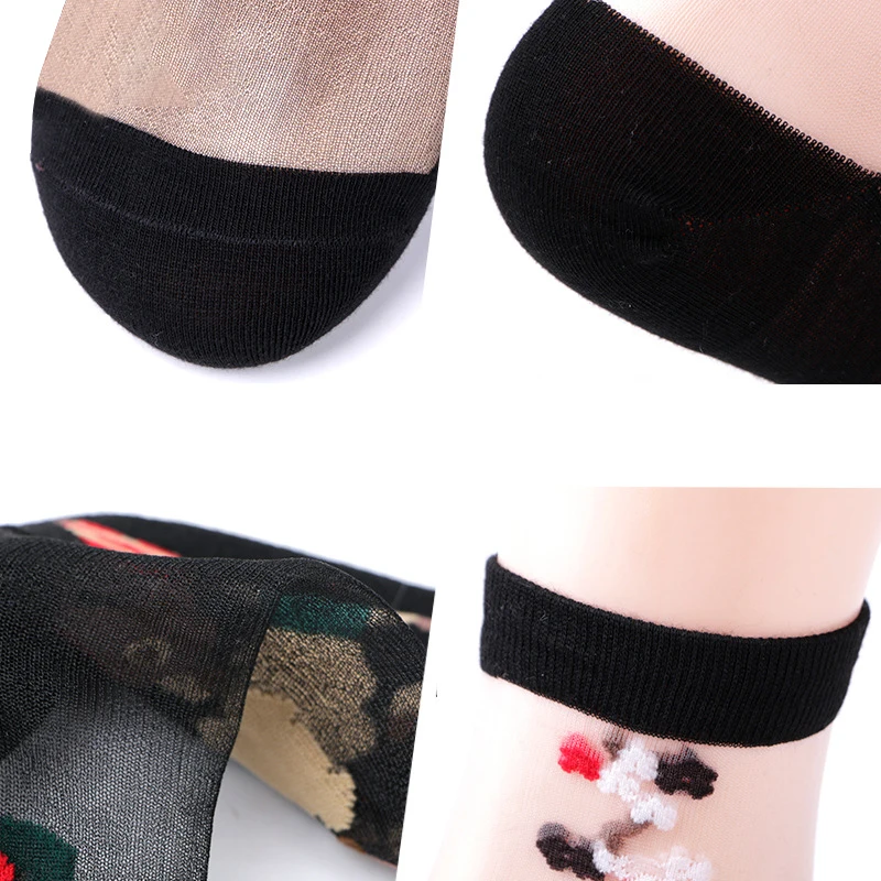 1 пара сексуальные кристально прозрачные носки с розами для женщин и девочек