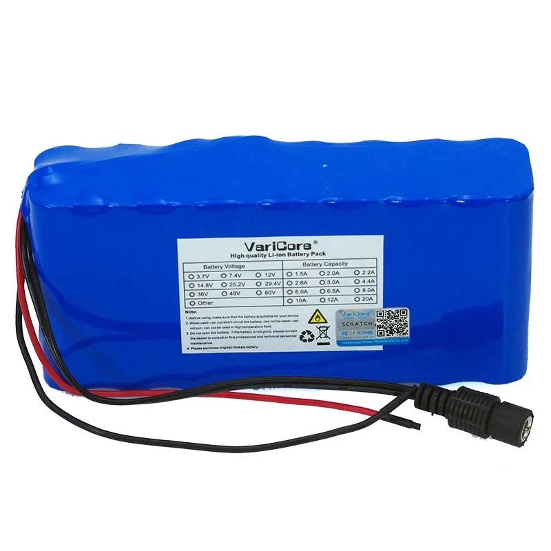 VariCore 14,8 V 12Ah 4s6p 18650 li-литий-ионный аккумулятор в упаковке ночник для рыбалки обогреватель шахтерский усилитель батареи с BMS+ 16,8 V зарядное устройство