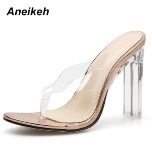 Женские летние туфли Aneikeh, коллекция 2022 года, женские туфли-лодочки-гладиаторы, привлекательные классические туфли-лодочки из ПВХ, женские Тапочки
