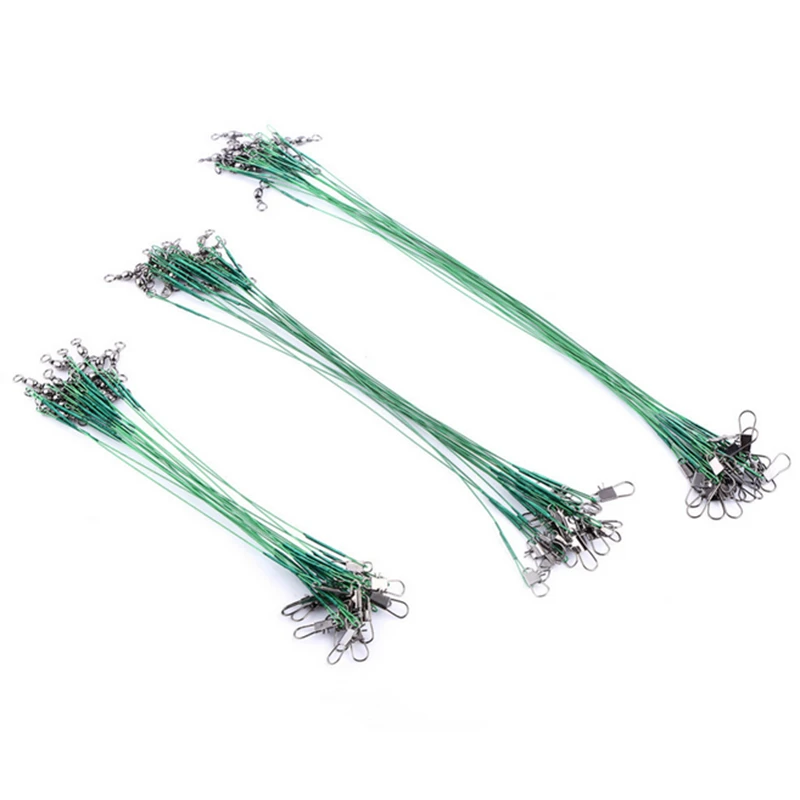30Pcs with 10pcs for each size Steel Fishing Lure Leader Wire 15/20/25cm Trace Tool Set Line Leash | Спорт и развлечения