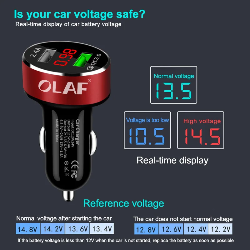 OLAF Dual Универсальный Автомобильный Зарядное устройство Quick 3 0 автомобилей с