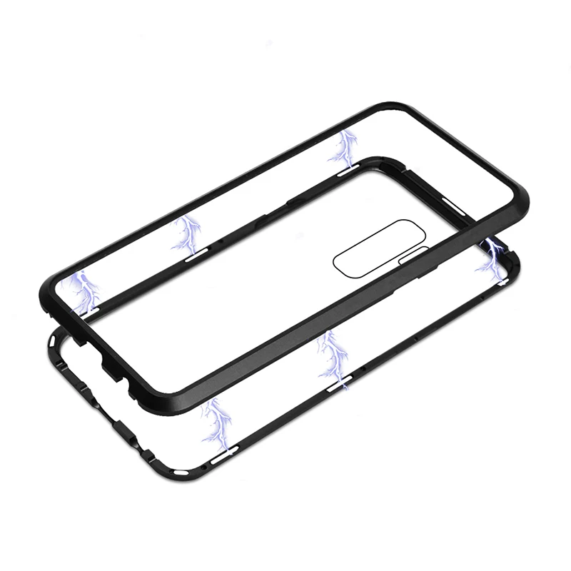 Магнитная чехол для iPhone X XR XS XSM 8 7 6 Plus Samsung Galaxy S7 9 плюс ясно закалённое защитное