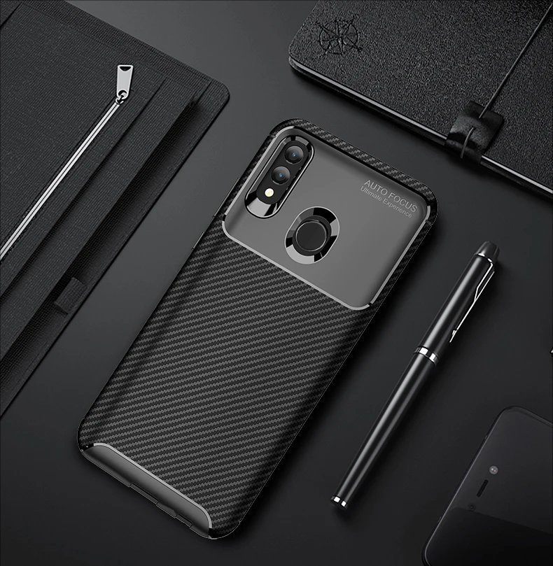 Чехлы для телефонов из углеродного волокна Huawei P Smart 2019 мягкий силиконовый