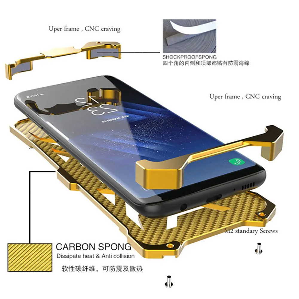 Человек Мальчик Роскошные золотые металлического сплава Алюминий Чехол для Samsung