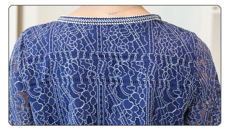 2019 лето с круглым вырезом размер плюс новая модная кружевная женская рубашка