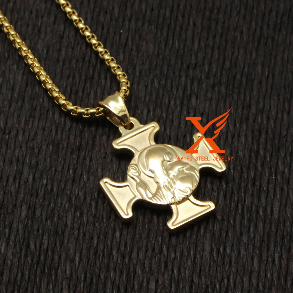 24 &quot3 мм классические мужские Нержавеющая сталь золотой крест Религия кулон