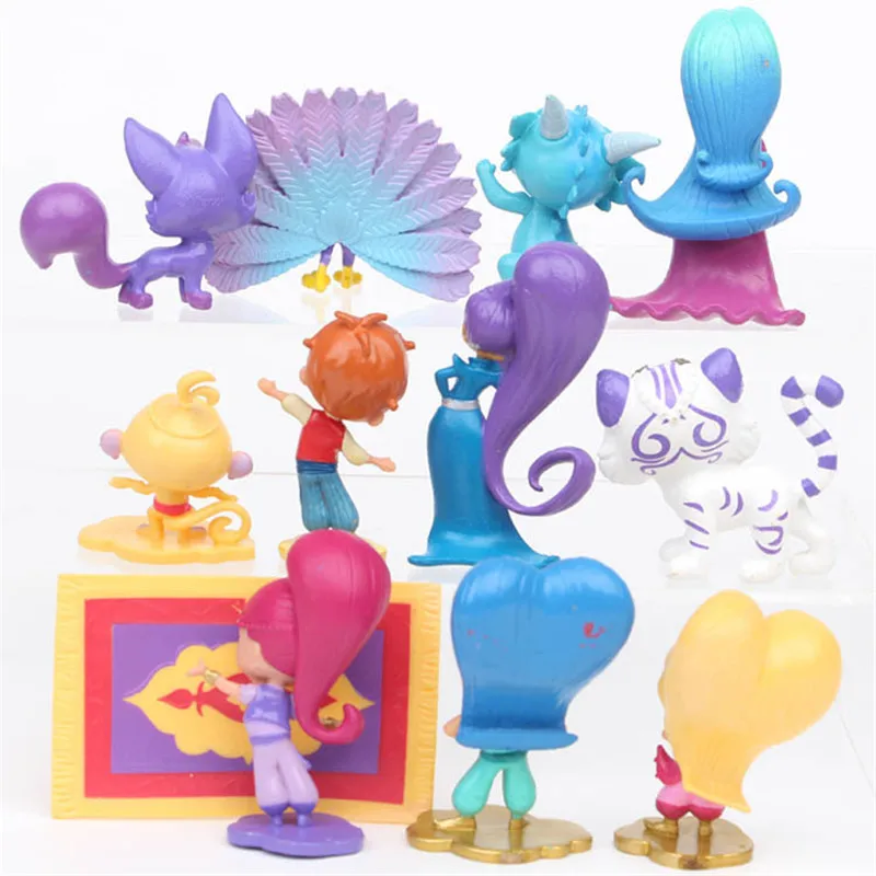 

12PCS/Set Shimmer Sister Action Figure Toys Cute Shine Girl Christmas gifts 7CM Samira Pet Tiger Nahal Monkey Dragon Dolls Toys