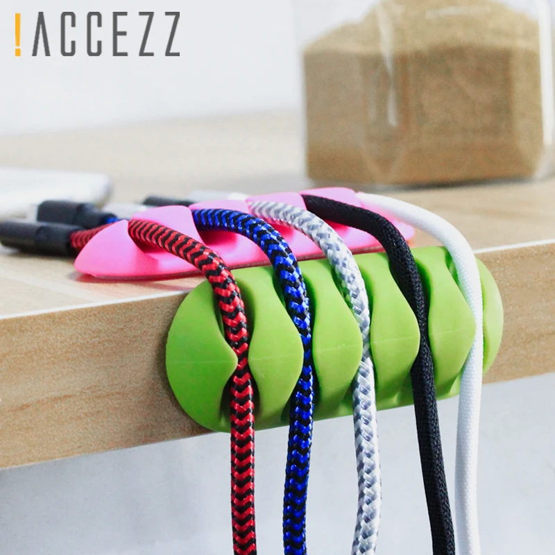 !ACCEZZ Desktop Cable Organizer Wire Winder Management Headphone Holder Mouse Cord Silicone Clips USB For iPhone Micro | Электроника