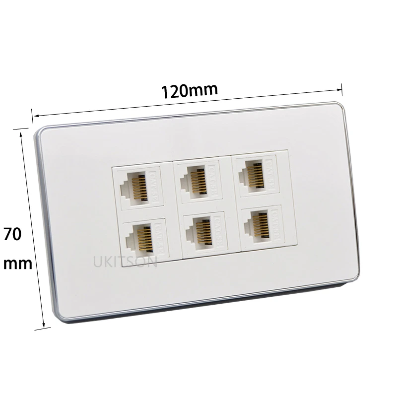 Шесть портов сетевой штекер RJ45 CAT5E CAT6 Интернет Ethernet настенная Лицевая панель для