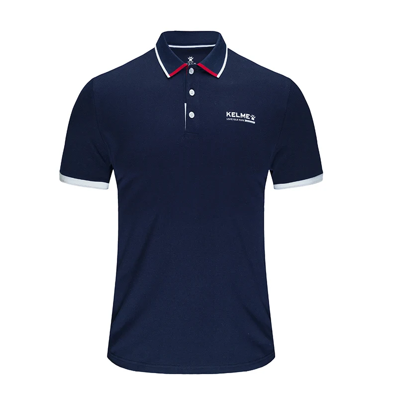 KELME мужская летняя рубашка поло с коротким рукавом из хлопка, Спортивная рубашка поло, Тонкая Повседневная рубашка 3891062