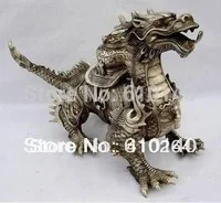 Free Shipping 0000038 Express Huge Tibetan Silver luck Dragon Statue