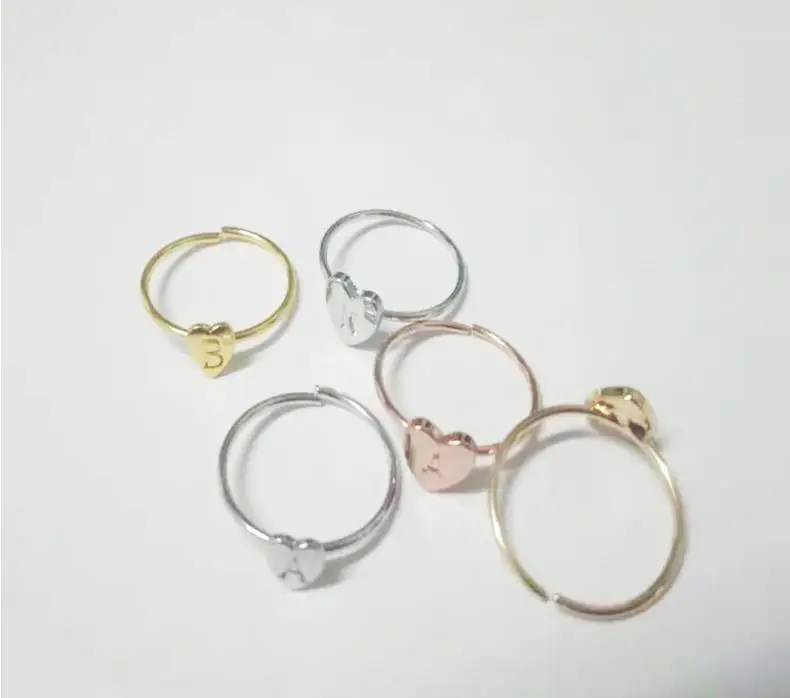 Personalized heart-shaped letter A-Z women's ring Simple fashion jewelry High-quality exquisite three-color | Украшения и