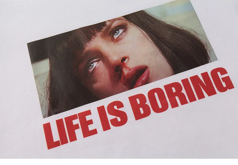 Пародия Харадзюку белая женская футболка летняя новинка футболка Femme Life is Boring буквенный принт Женская футболка размера плюс