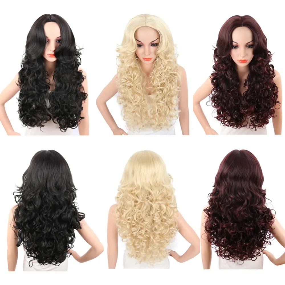 

Deyngs Long Synthetic Wigs For Black Women 28Inch Bouncy Curly Naturally Black/Blonde/Red Color Women's Hair Wig Heat Resistant