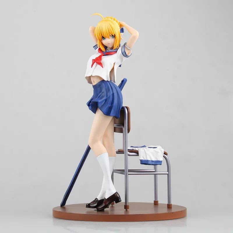 

Anime Fate Stay Night Saber Suit Ver PVC Action Figure Collectible Model Doll Toy 25cm