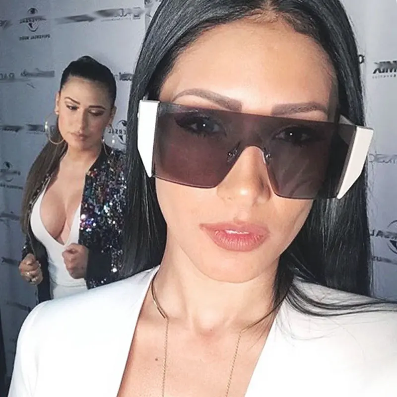 Ретро очки с одной линзой и заклепками, полуоправа, солнцезащитные очки для мужчин и женщин, модные очки UV400, винтажные очки 45830