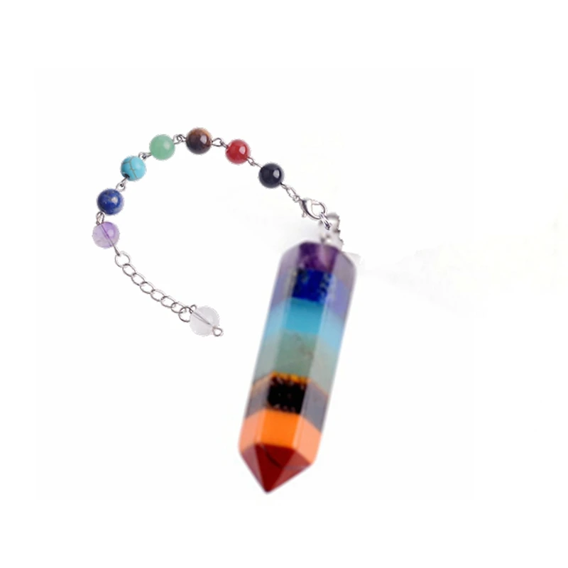 Ожерелье SEVENSTONE 7 Chakra Yoga Angel ожерелье с натуральным кулоном подвеской из
