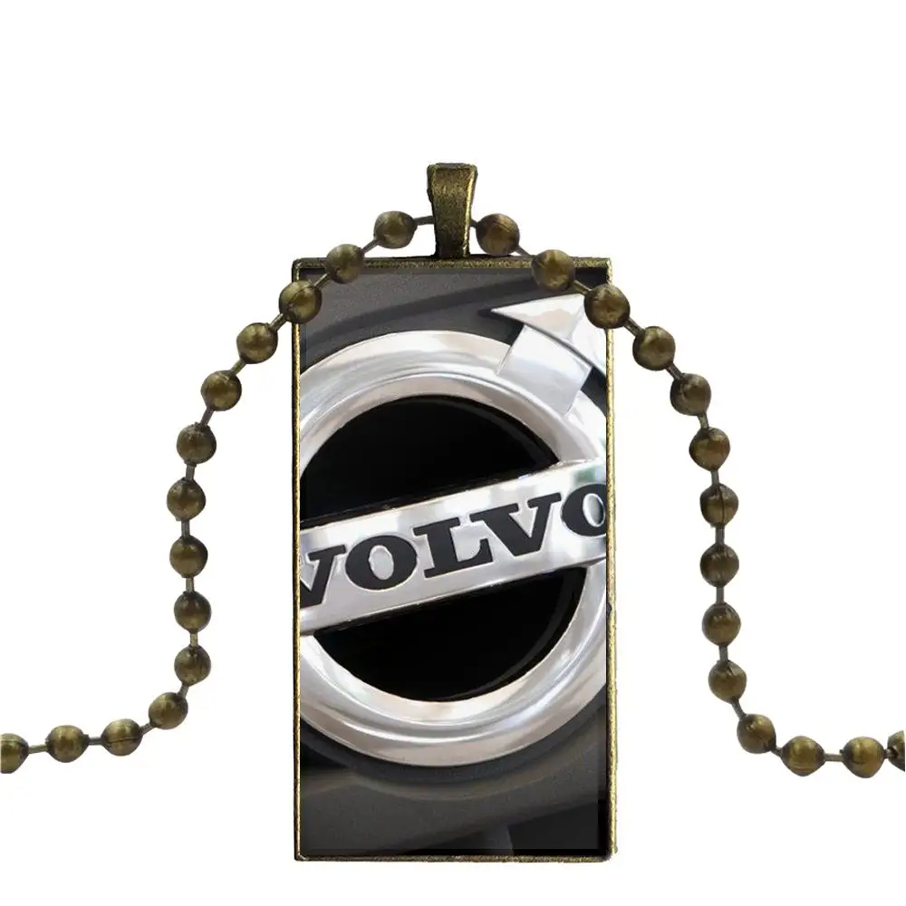 For Women Kids Gift Fashion Glass Cabochon Pendant Rectangle Necklace Choker Jewelry Hot Volvo Car Auto Grill | Украшения и