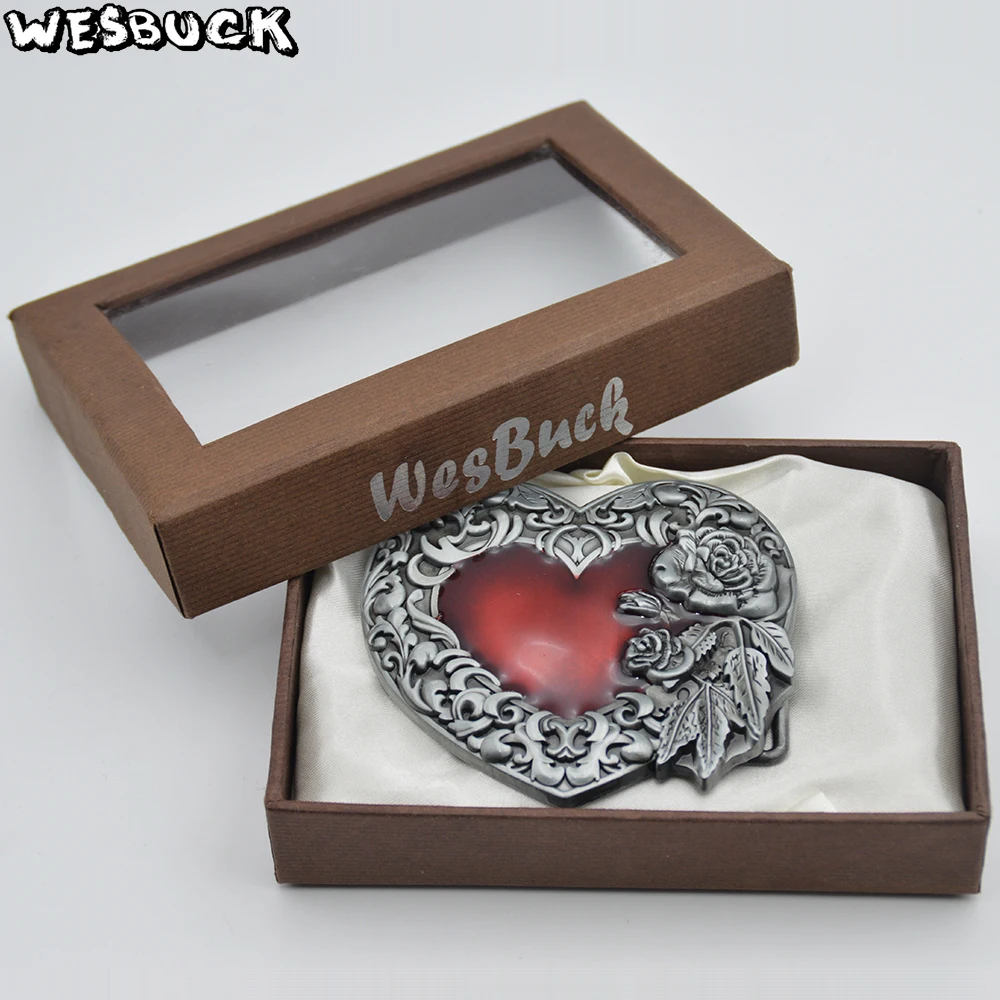 WesBuck Фирменная Высококачественная 3D Красная любовь розы модная пряжка ремня с PU